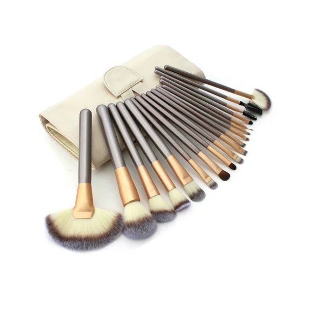 Beige 18pcs makeup brushes set