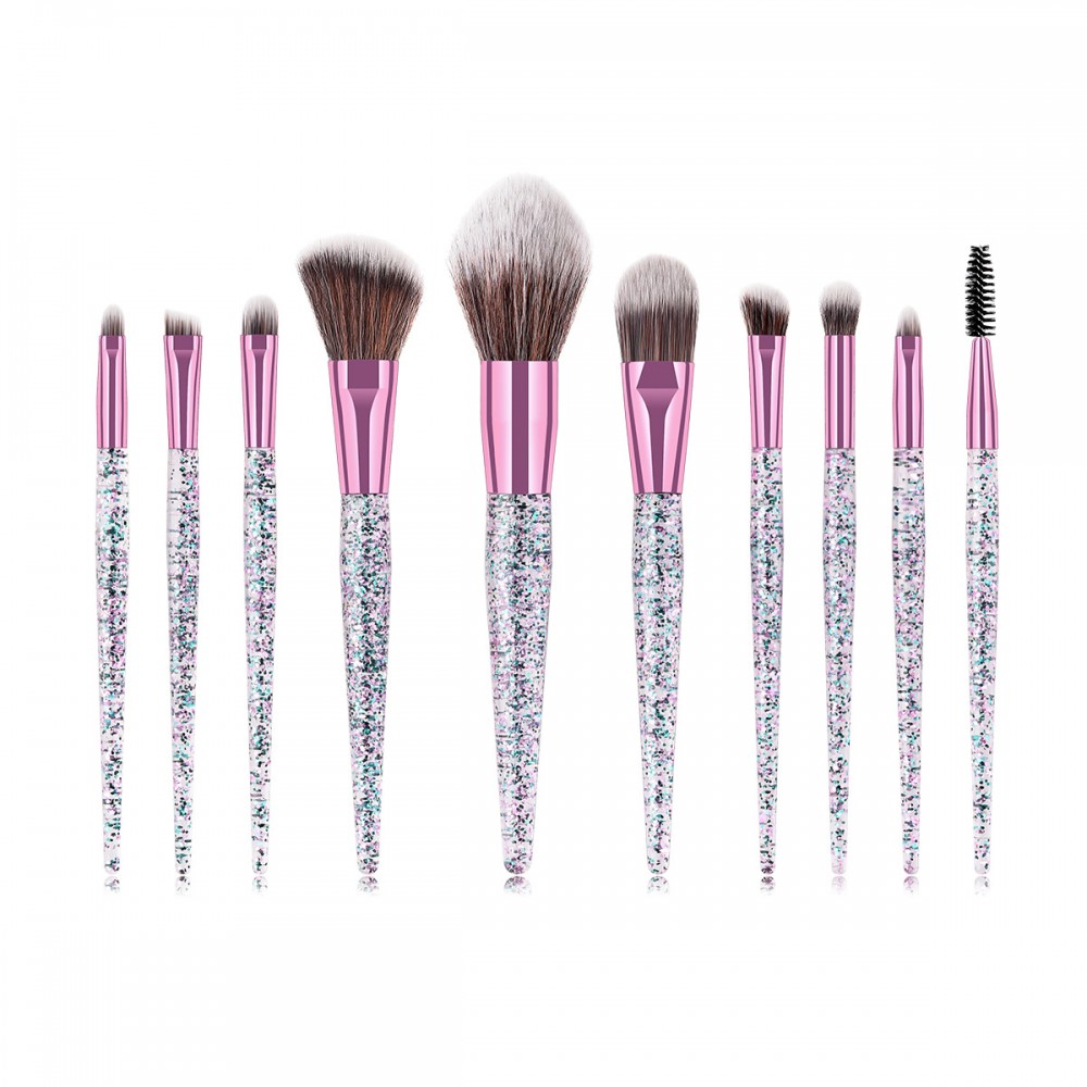 Crystal 10 piece makeup brush set