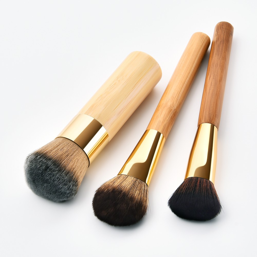 Bamboo vegan hair makeup brushes set