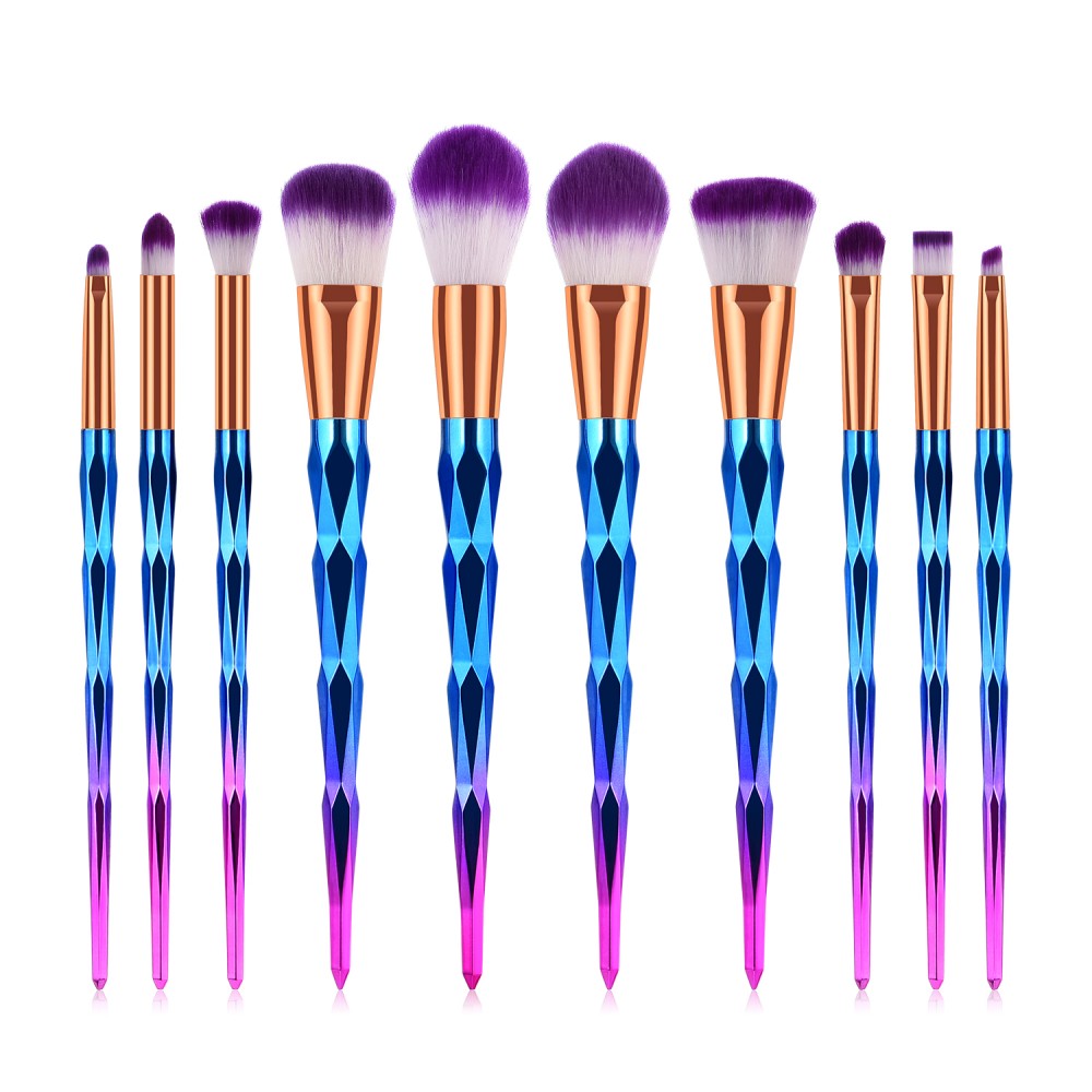 Diamond 10 piece makeup brushes set