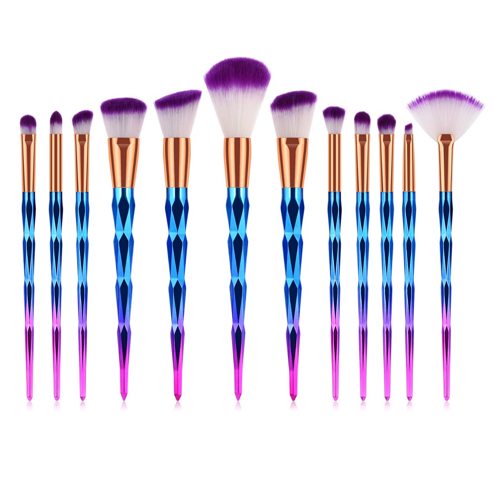 Diamond 12 piece makeup brushes set