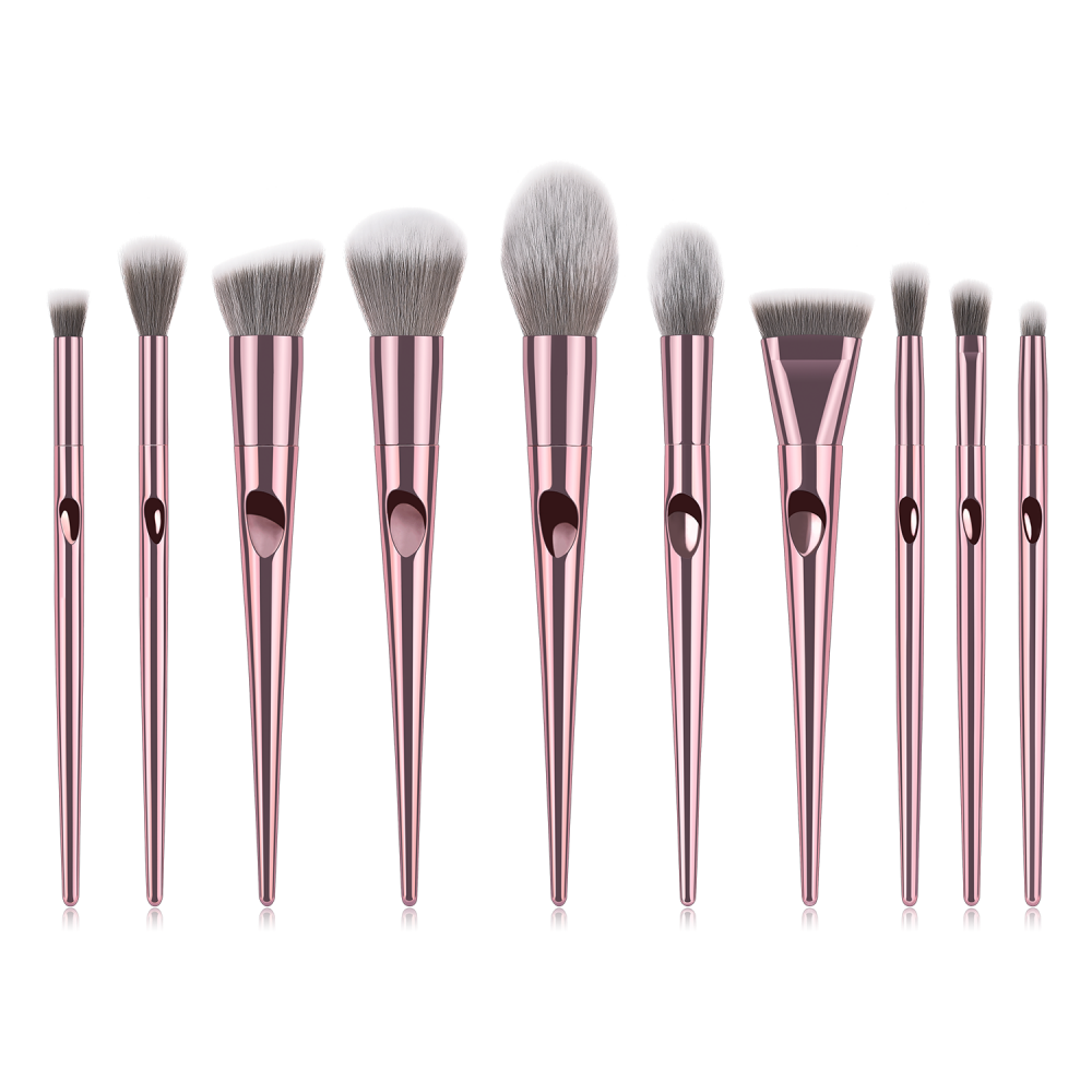 Rose gold 10 piece makeup brushes set