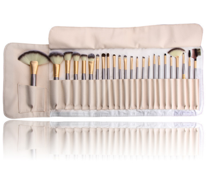 Beige 24 piece makeup brushes set