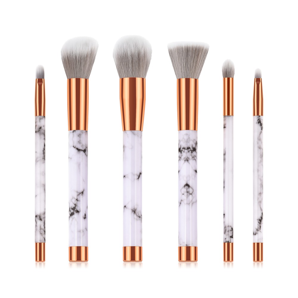 Marble 6 piece makeup brushes set