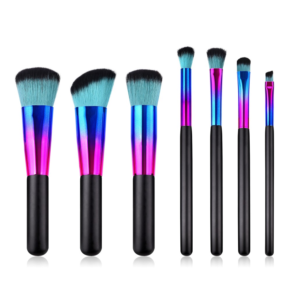 Short handle 7 piece makeup brushes set