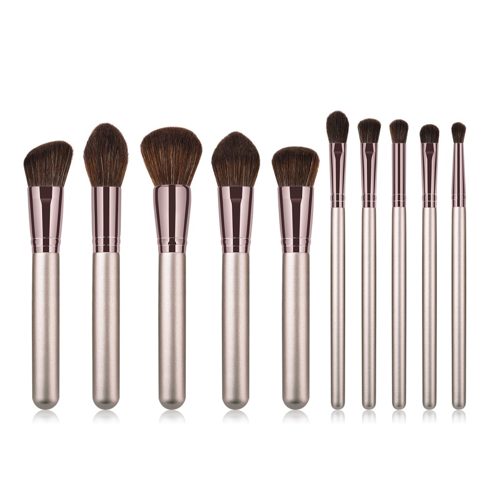 Soft hair Champagne makeup brushes set