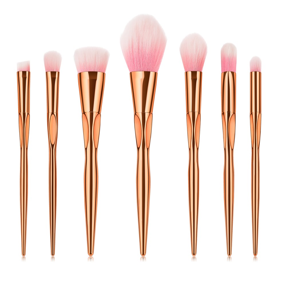 Rose gold 7 piece makeup brushes set