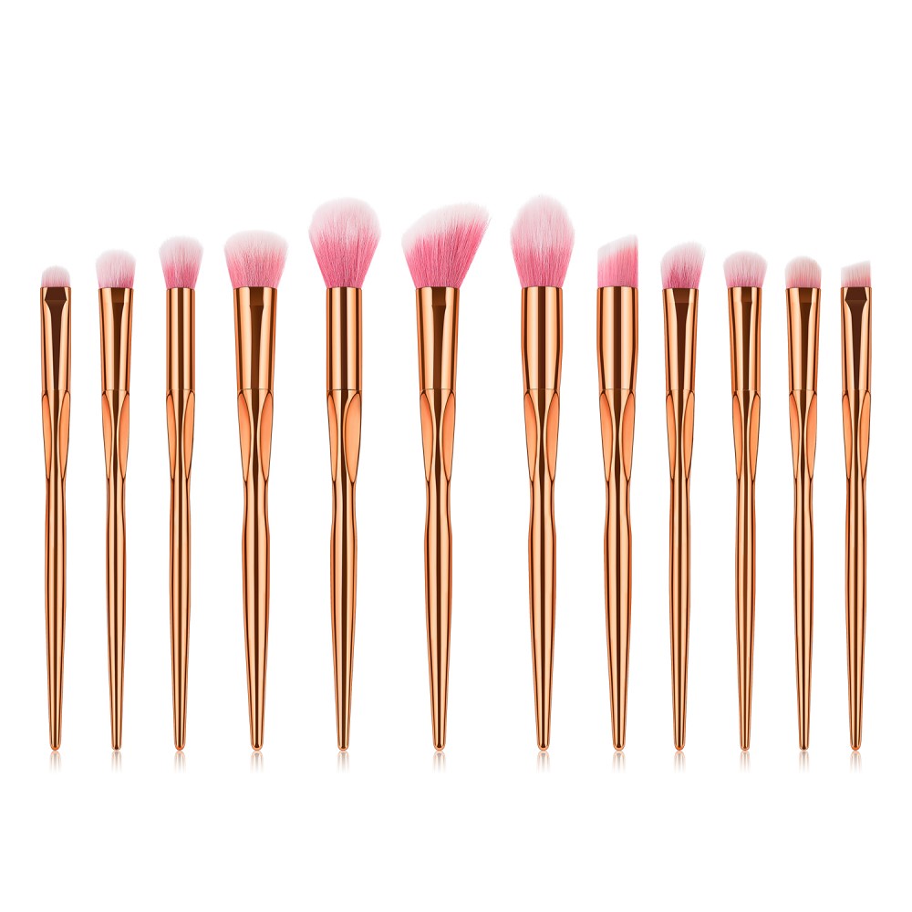 Rose gold metallic 12 piece makeup brushes set