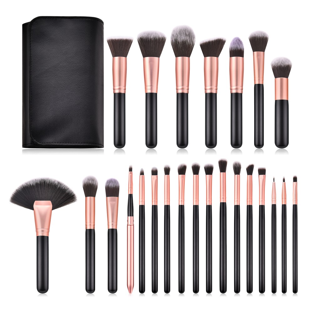 Professional rose gold/black 24 piece makeup brush