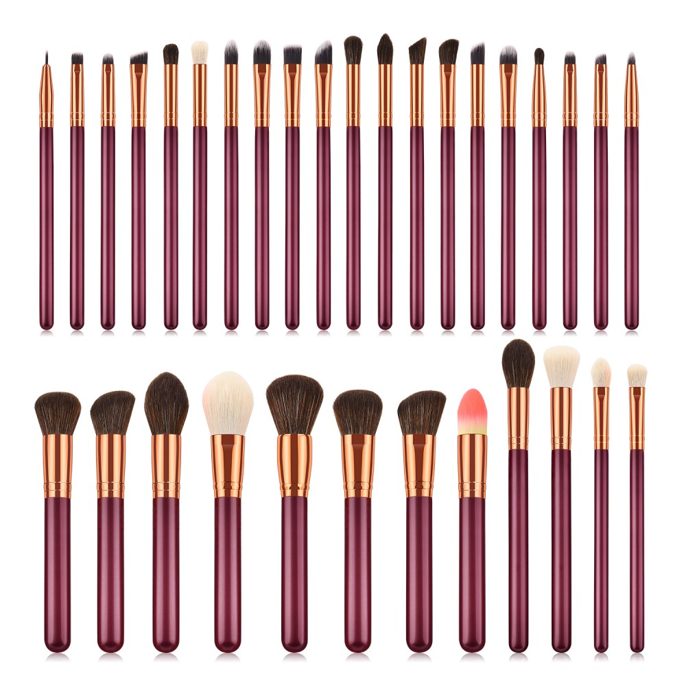 Dark red 32 piece makeup brushes set