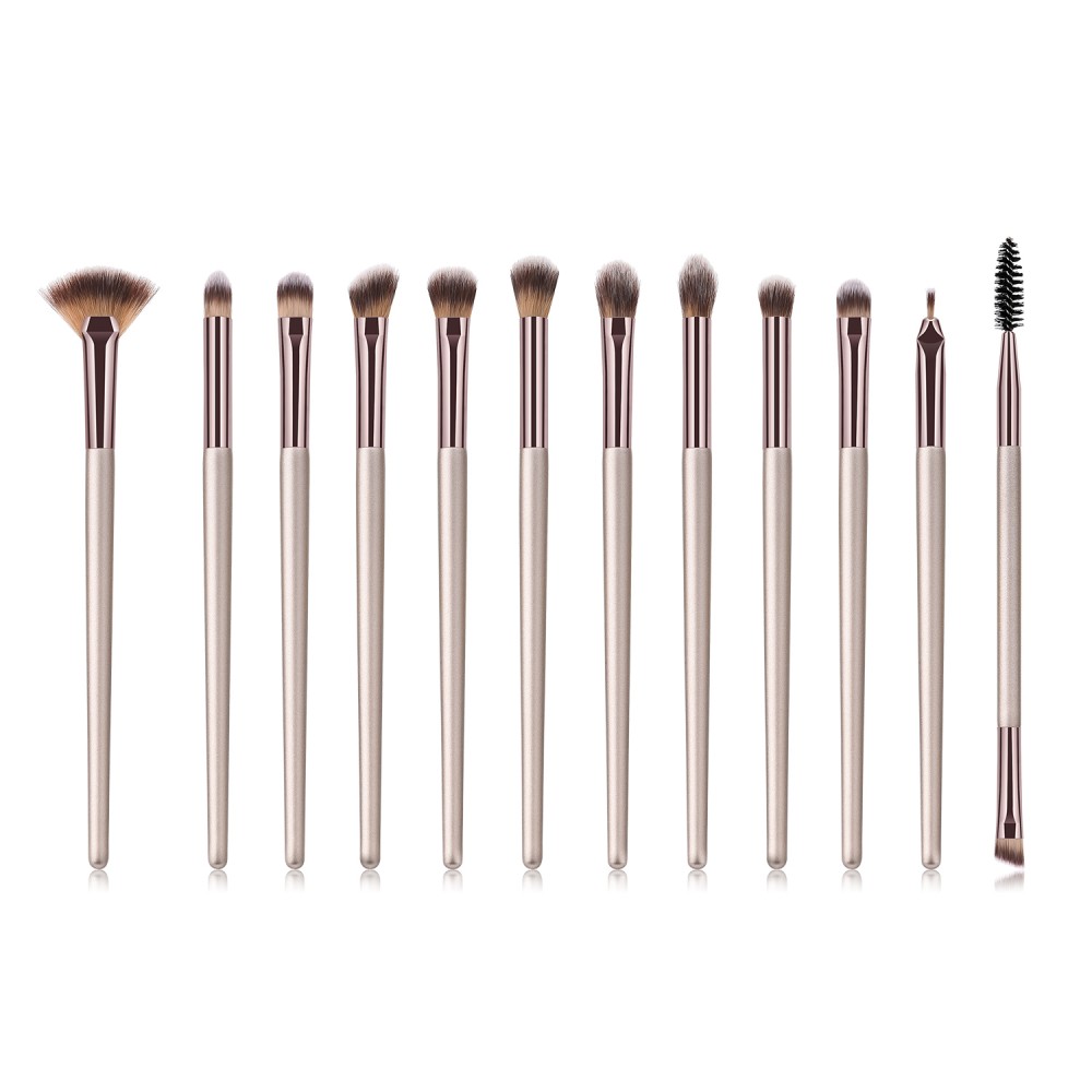 12 piece Champagne eye makeup brushes set