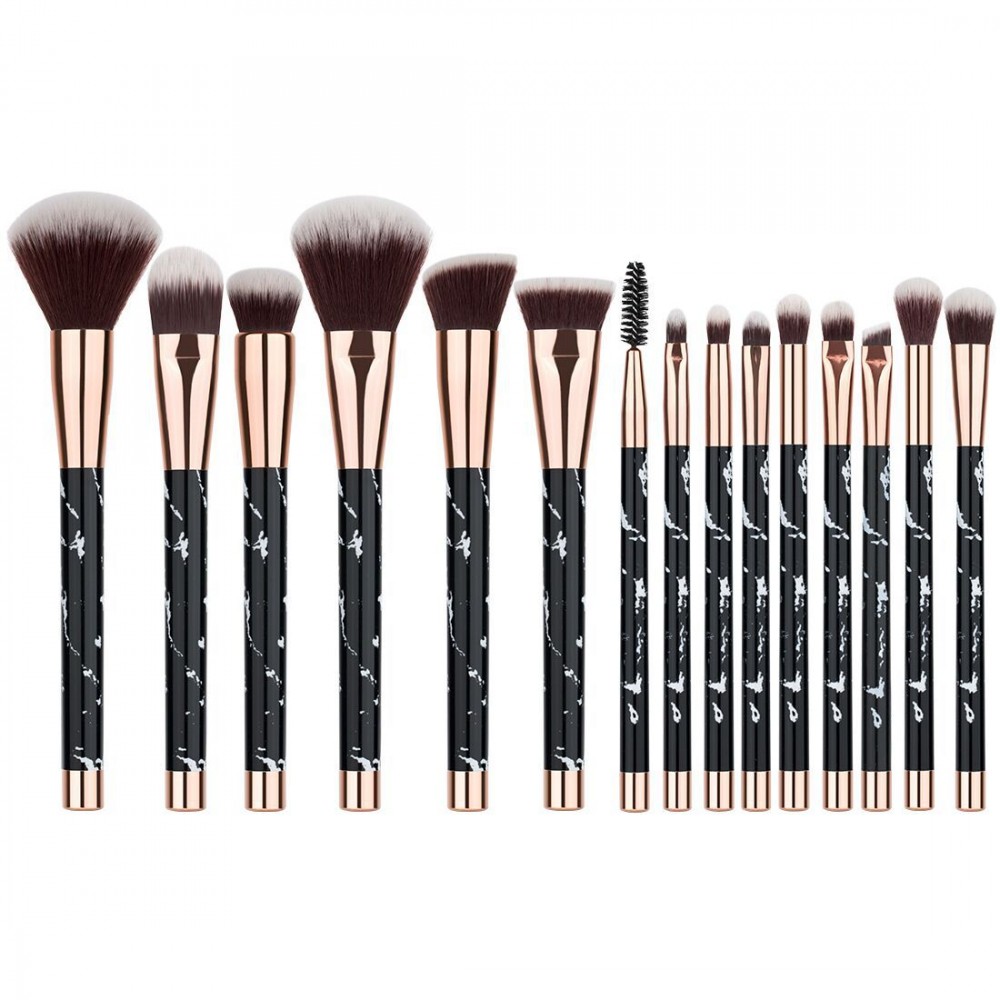 Marble makeup brushes set 15 piece