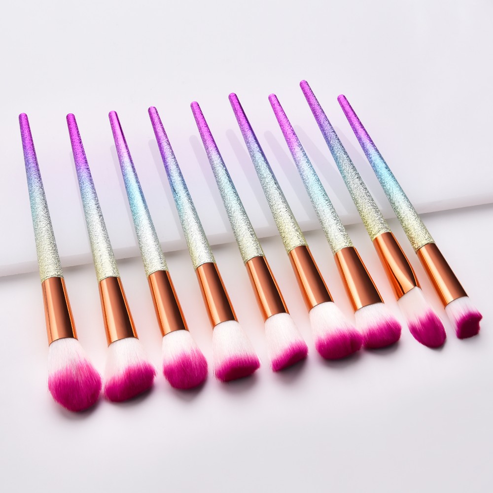 Frosted handle makeup brushes set