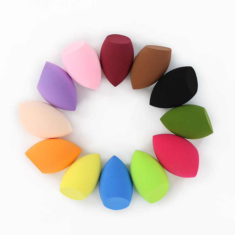 Angled makeup blending sponge