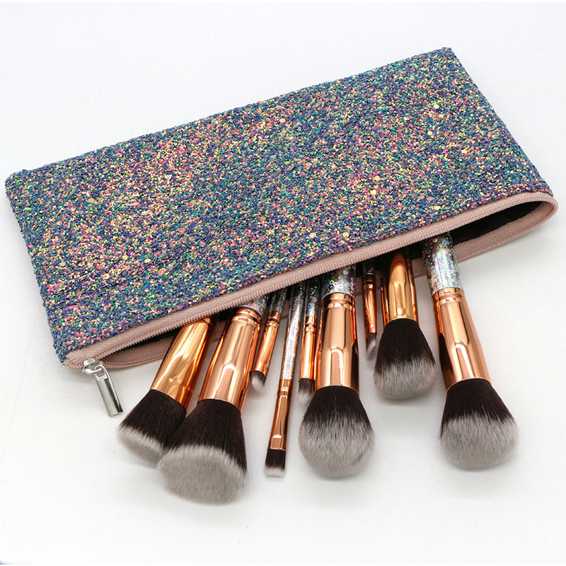 Blinged makeup brushes set,holographic beauty tool