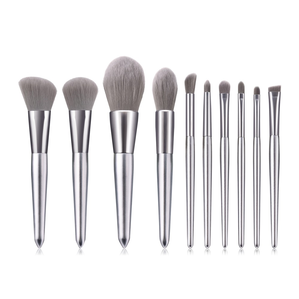 Metal gray makeup brushes set wholesale