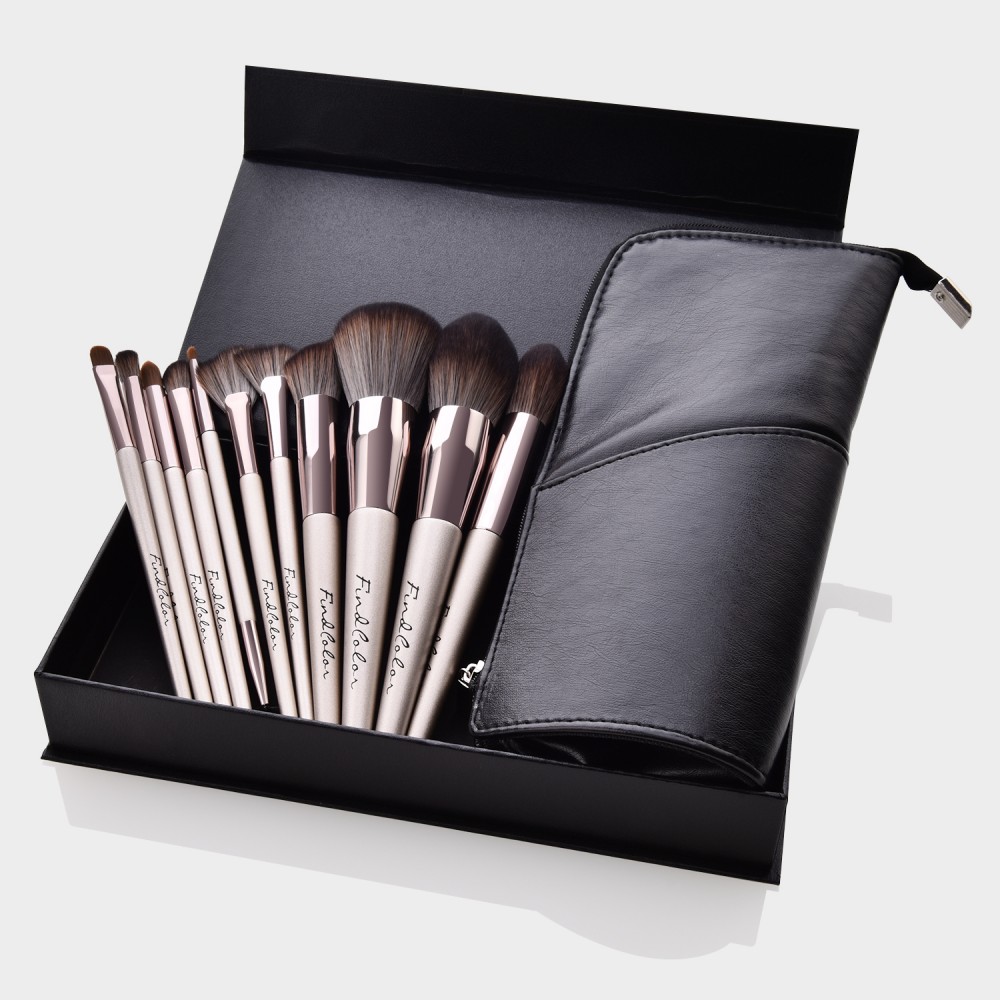 Vegan hair 11 pieces makeup brushes set