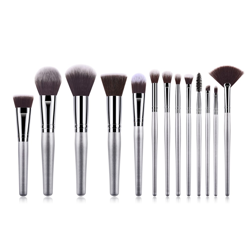 Silver 13 piece makeup brushes set