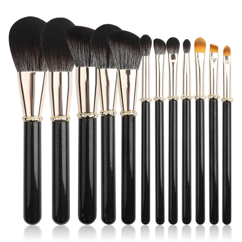 Luxe 12 piece diamond ferrule makeup brushes set