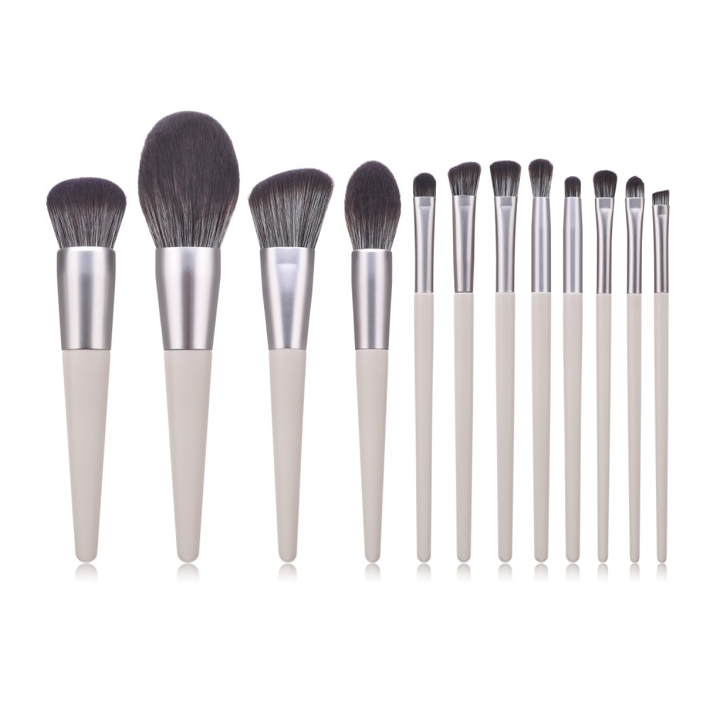 Grey soft hair 12 piece makeup brushes set
