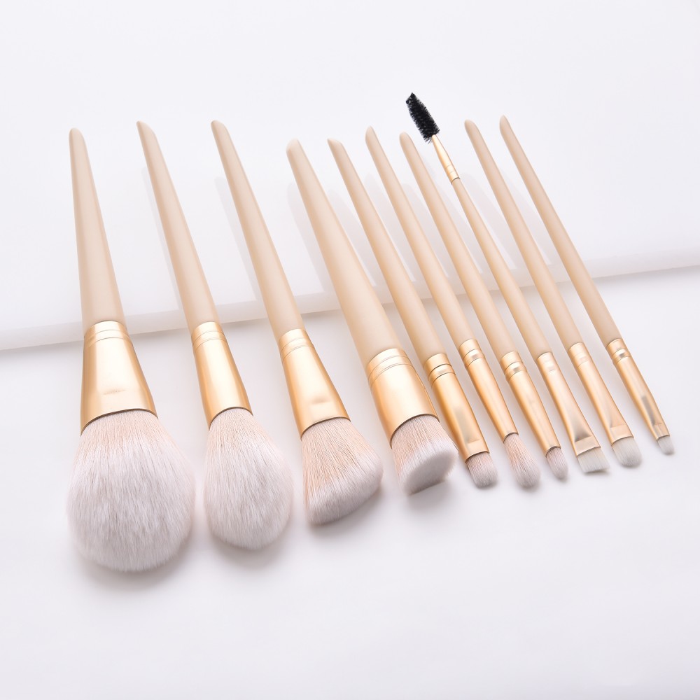 yellow 10pcs essential makeup brushes set